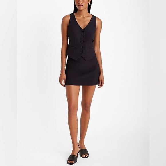 Express Stretch Women's Black Mini Skirt - Size 3/4 - Picture 2 of 6